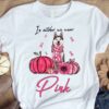 In October we wear pink - Breast cancer awareness, Husky dog and Pumpkins