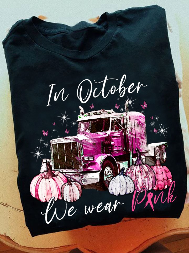 In October we wear pink - Truck and pumkin, Breast cancer awareness