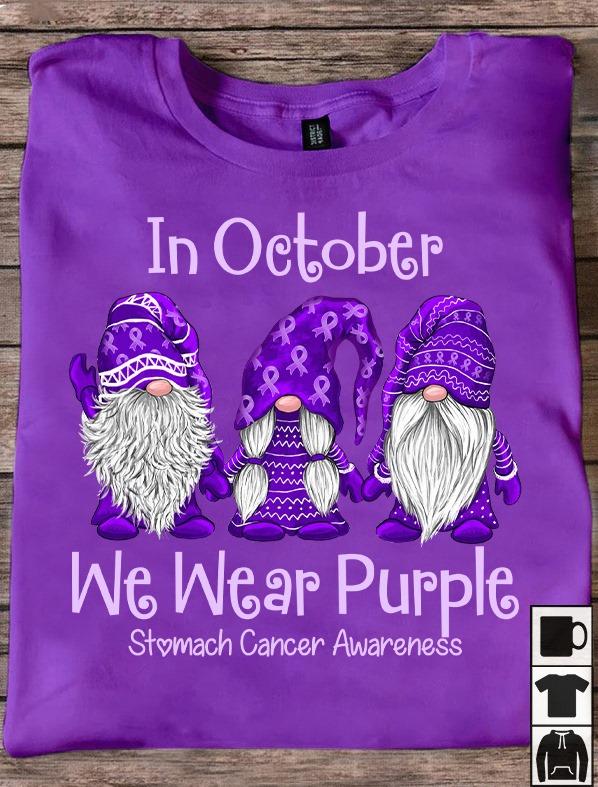 In October we wear purple - Garden gnome stomach cancer, Stomach cancer awareness