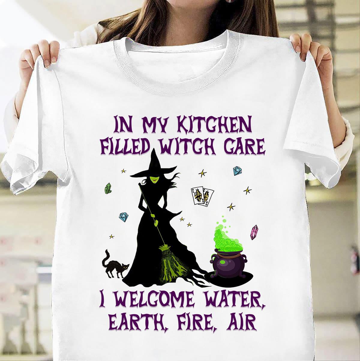 In my kitchen filled with gare I welcome water earth fire air - Halloween witch costume, witch's kitchen