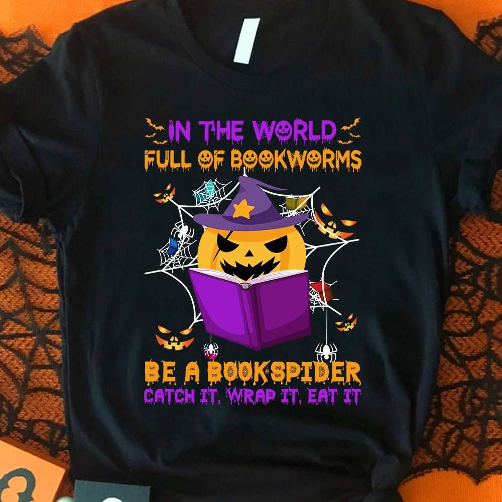 In the world full of bookworms, be a bookspider catch it, wrap it, eat it - Devil pumpkin reading books