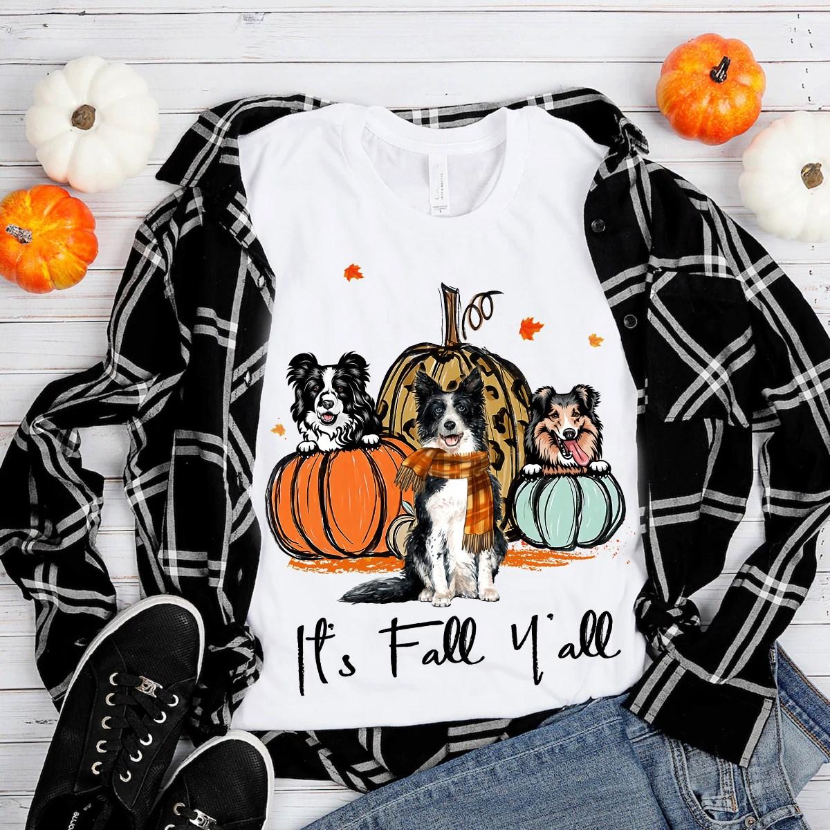 It's fall y'all - Australian Shepherd dog, Dog and pumpkins, Thanksgiving day gift