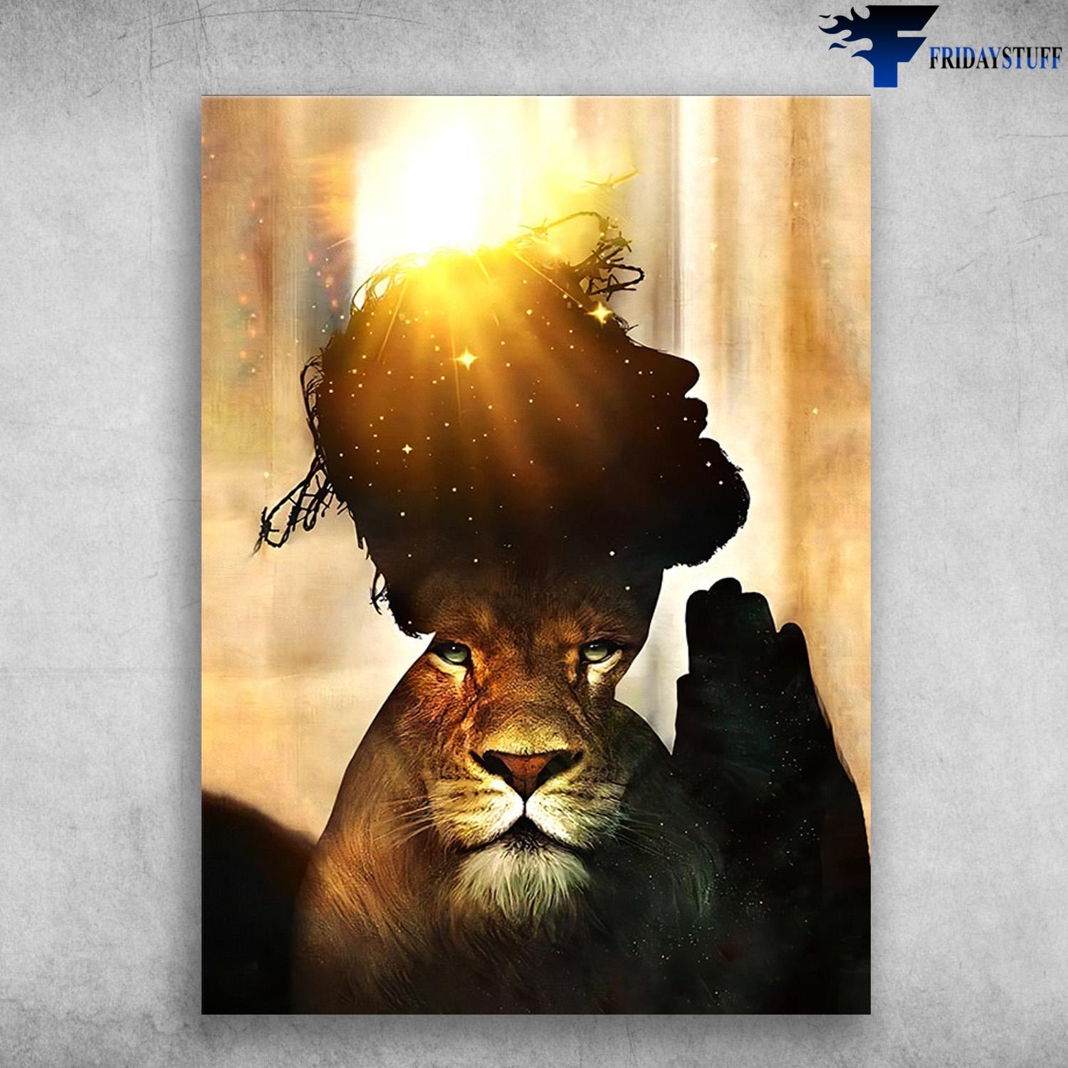 Jesus And Lion, God Lover, Wall Art Poster