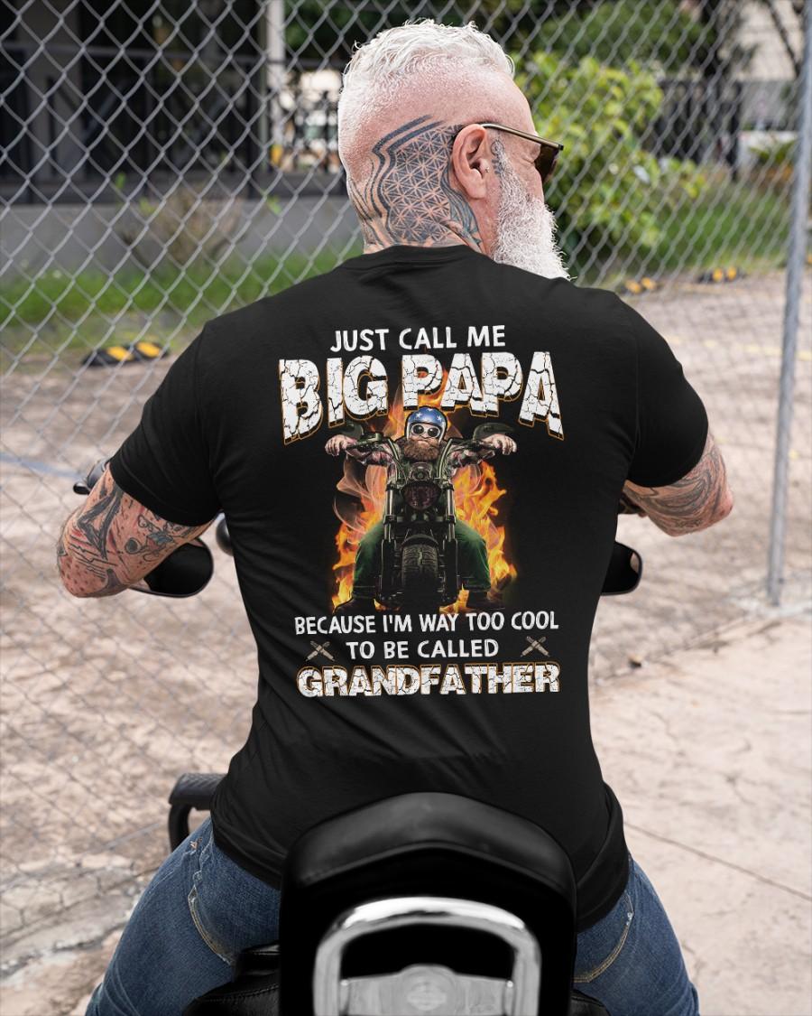 Just call me big papa because I'm way to cool to be called grandfather - Grandpa big papa, gift for old biker