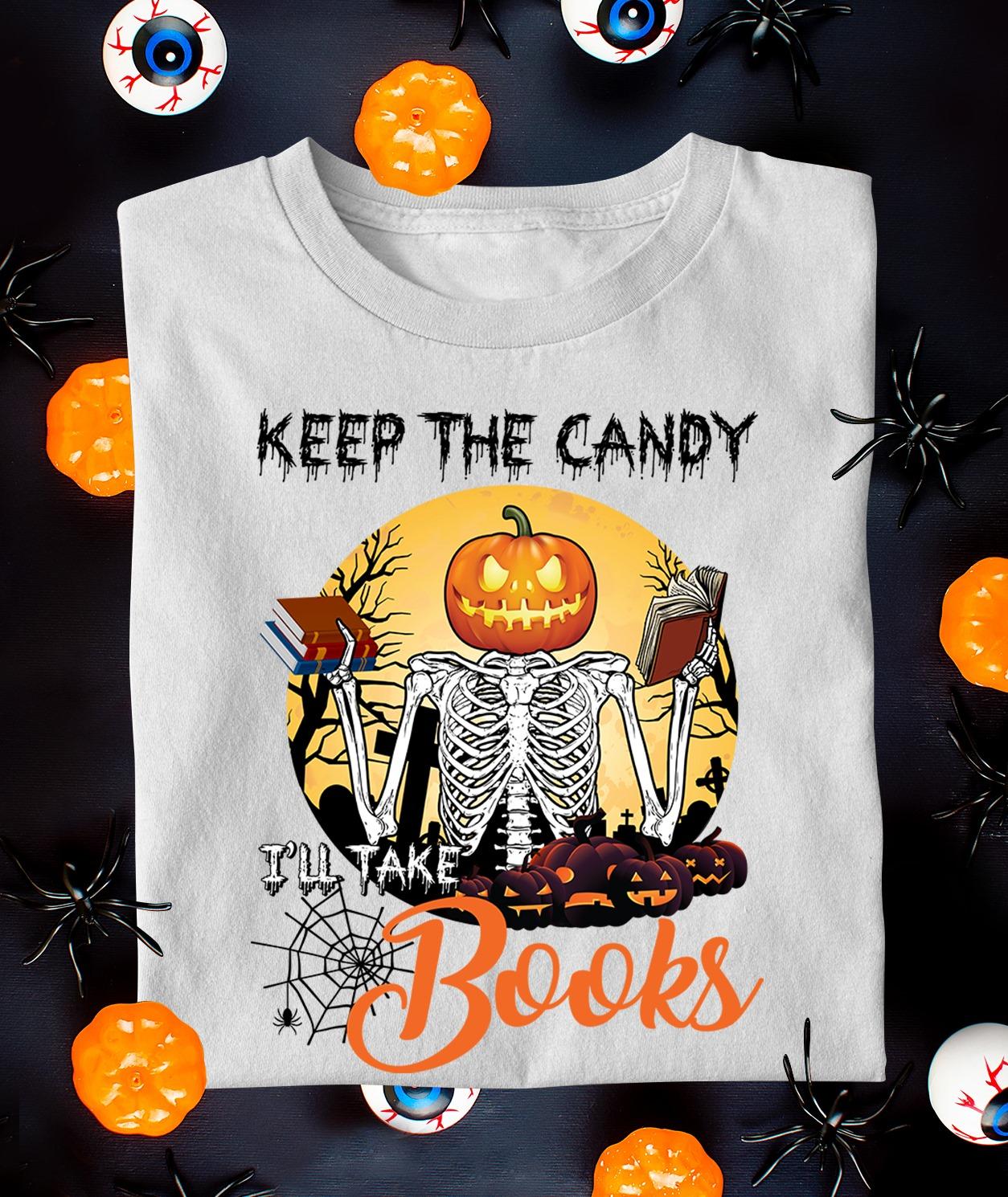 Keep the candy I'tall books - Skull devil pumpkin, Halloween gift for bookaholic
