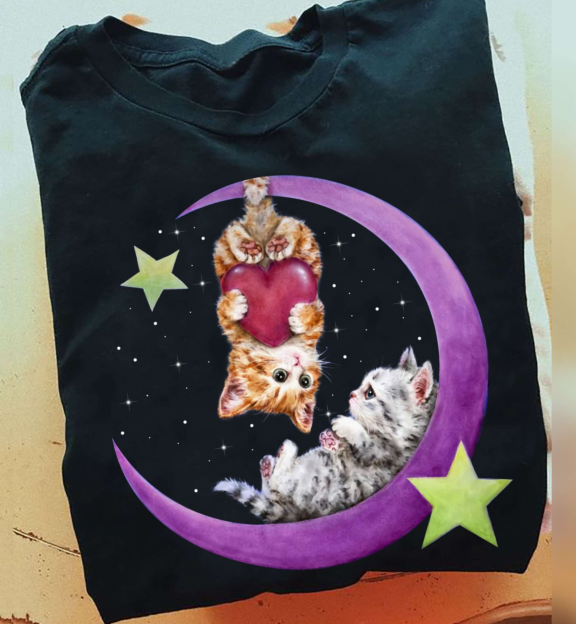 Kitty cat on the Moon - Gorgeous kitty cats, gift for cat lover