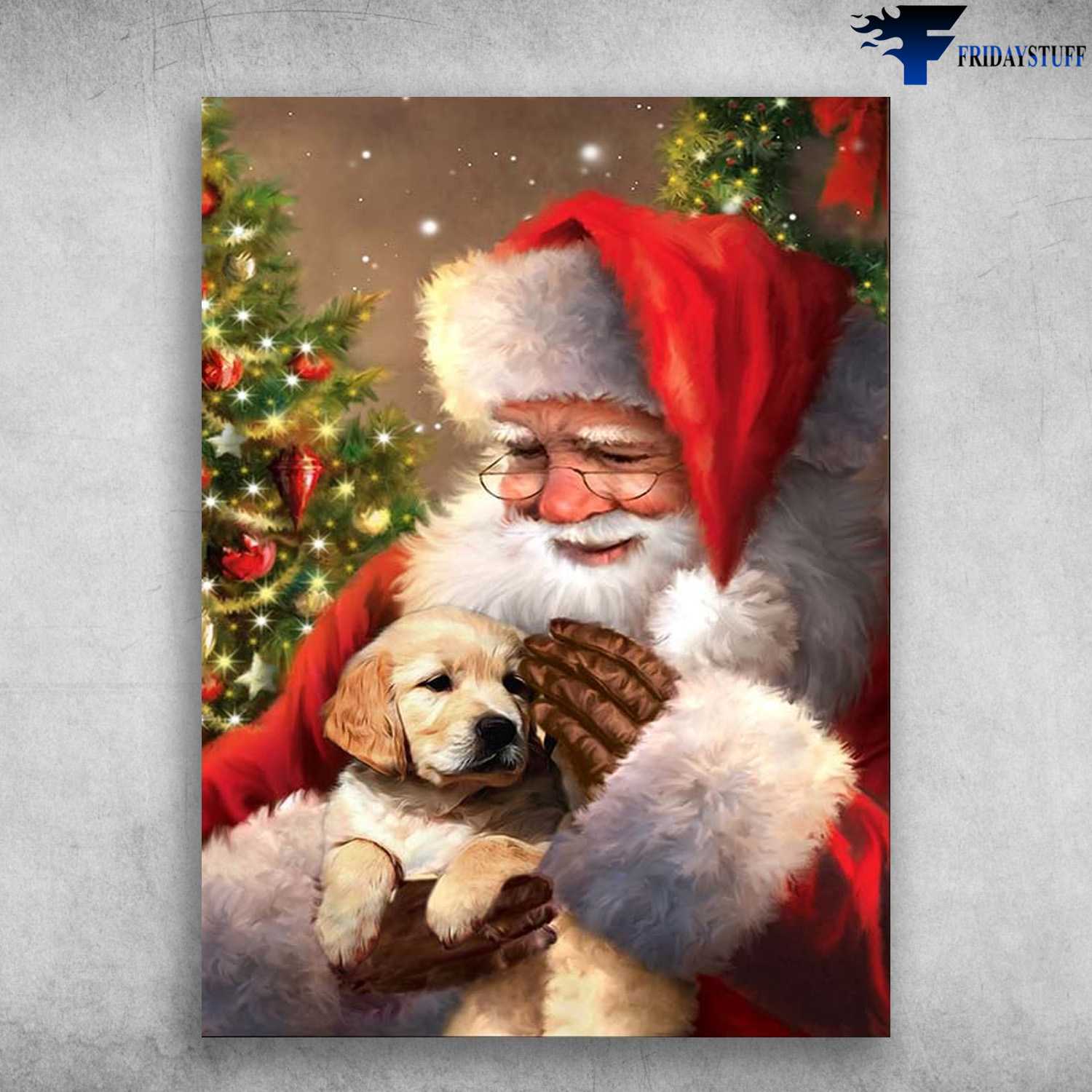 Labrador Dog, Christmas Poster, Santa Claus