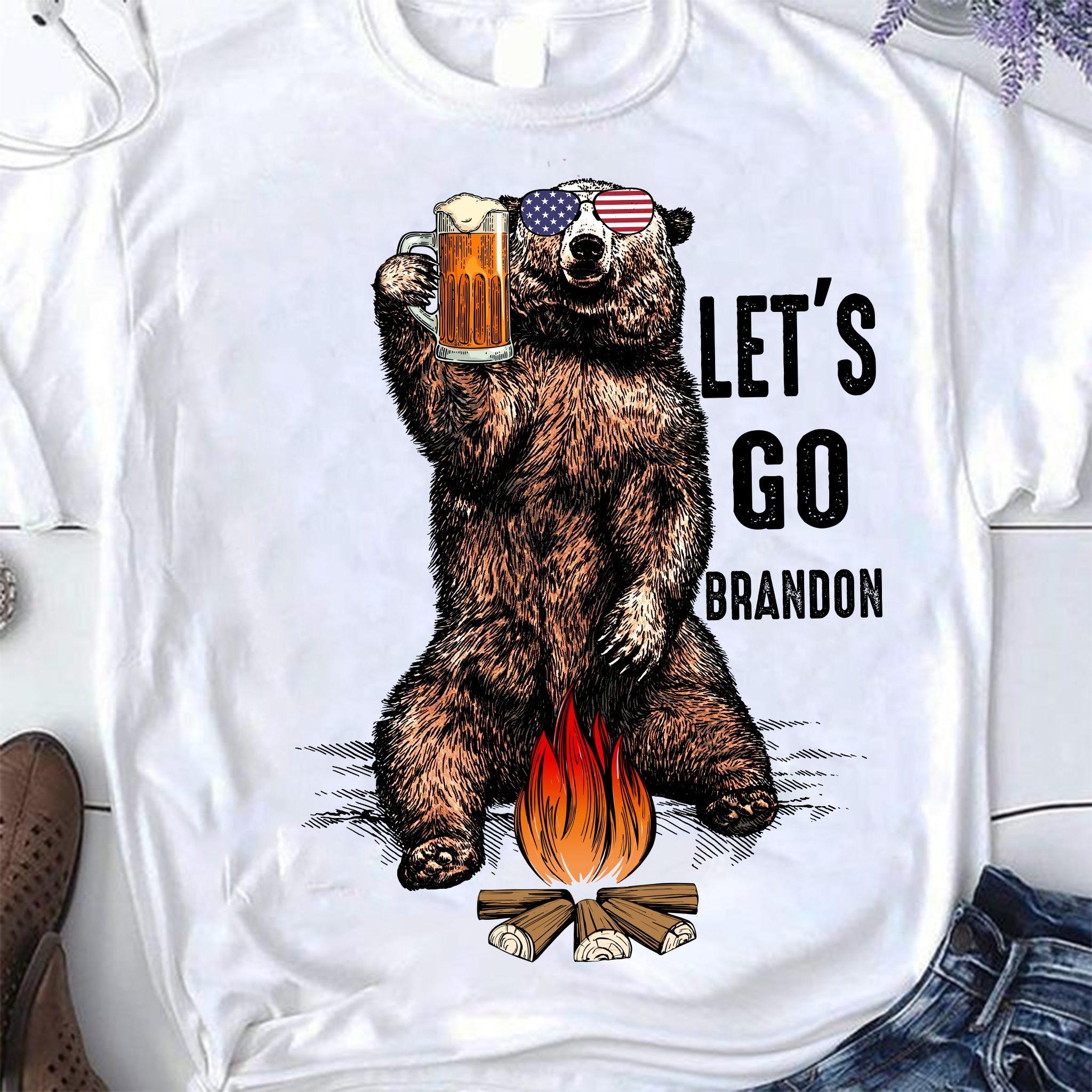 Let's go Brandon - Beer and camping, bear drinking beer, gift for camping people