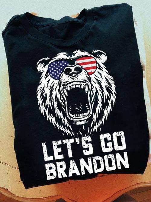 Let's go brandon - Angry bear, America flag sunglasses