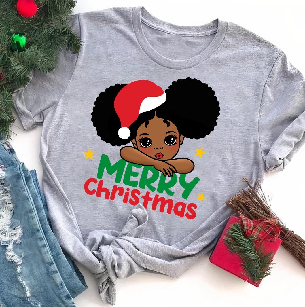 Merry Christmas - Christmas gift black girl, Beautiful black girl