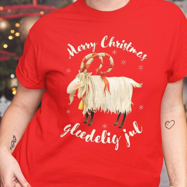 Merry Christmas glaedelig jul - Christmas day ugly sweater, Christmas day with goat