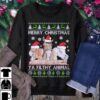 Merry Christmas ya filthy animal - Funny horse graphic T-shirt, horse wearing Santa hat
