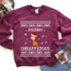 Merry Giraffemas - Christmas day ugly sweater, Giraffe wearing Christmas hat