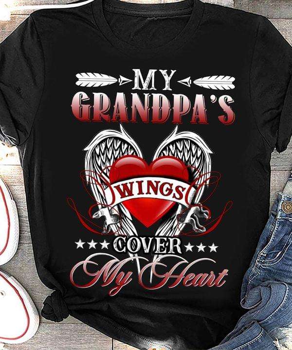 My grandpa's wings cover my heart - Grandpa in heaven, Grandpa with wings