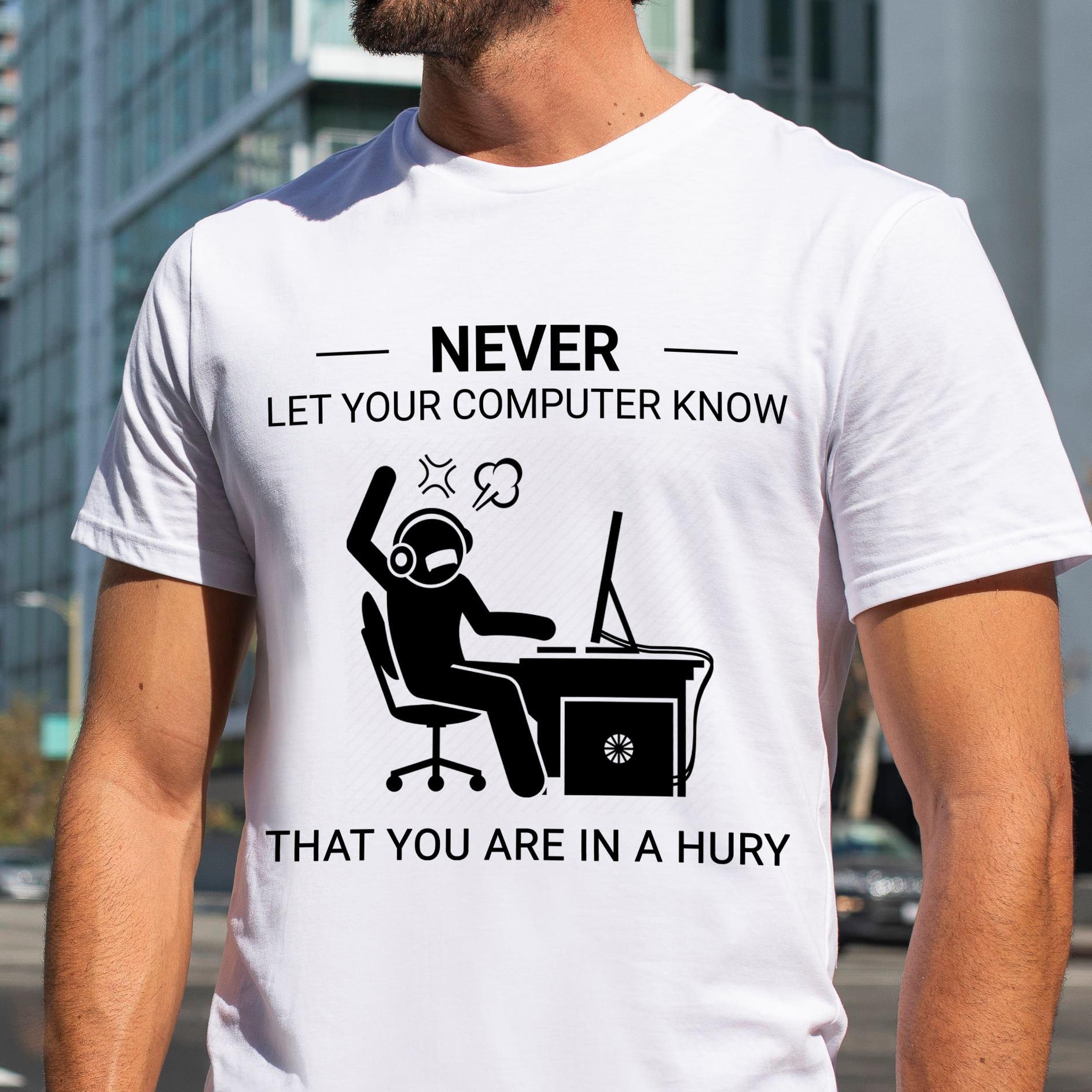 Nevet let your computer know that you are in a hury - Angry user, man using computer