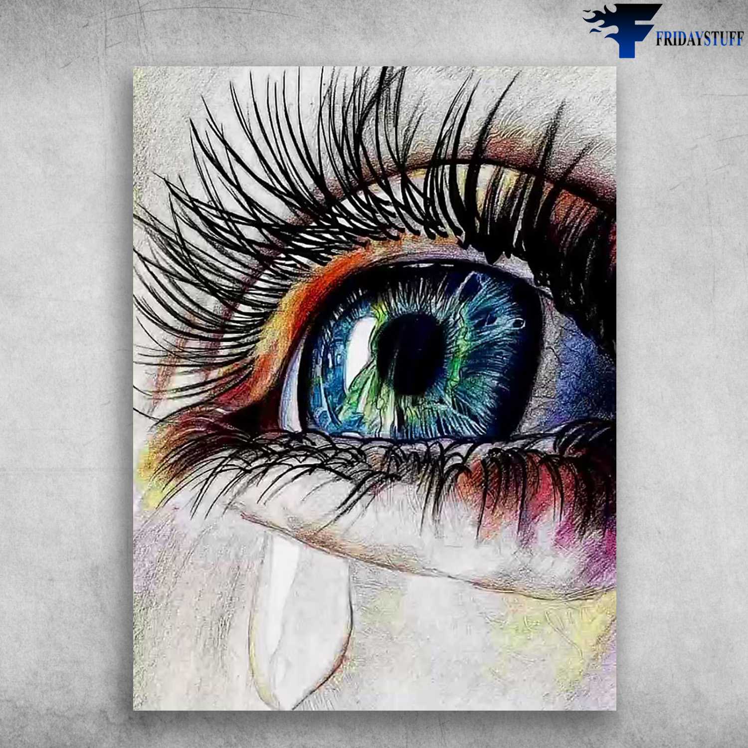 Optometry Blue Eye Tear, Eye Art Poster, Crying Eye