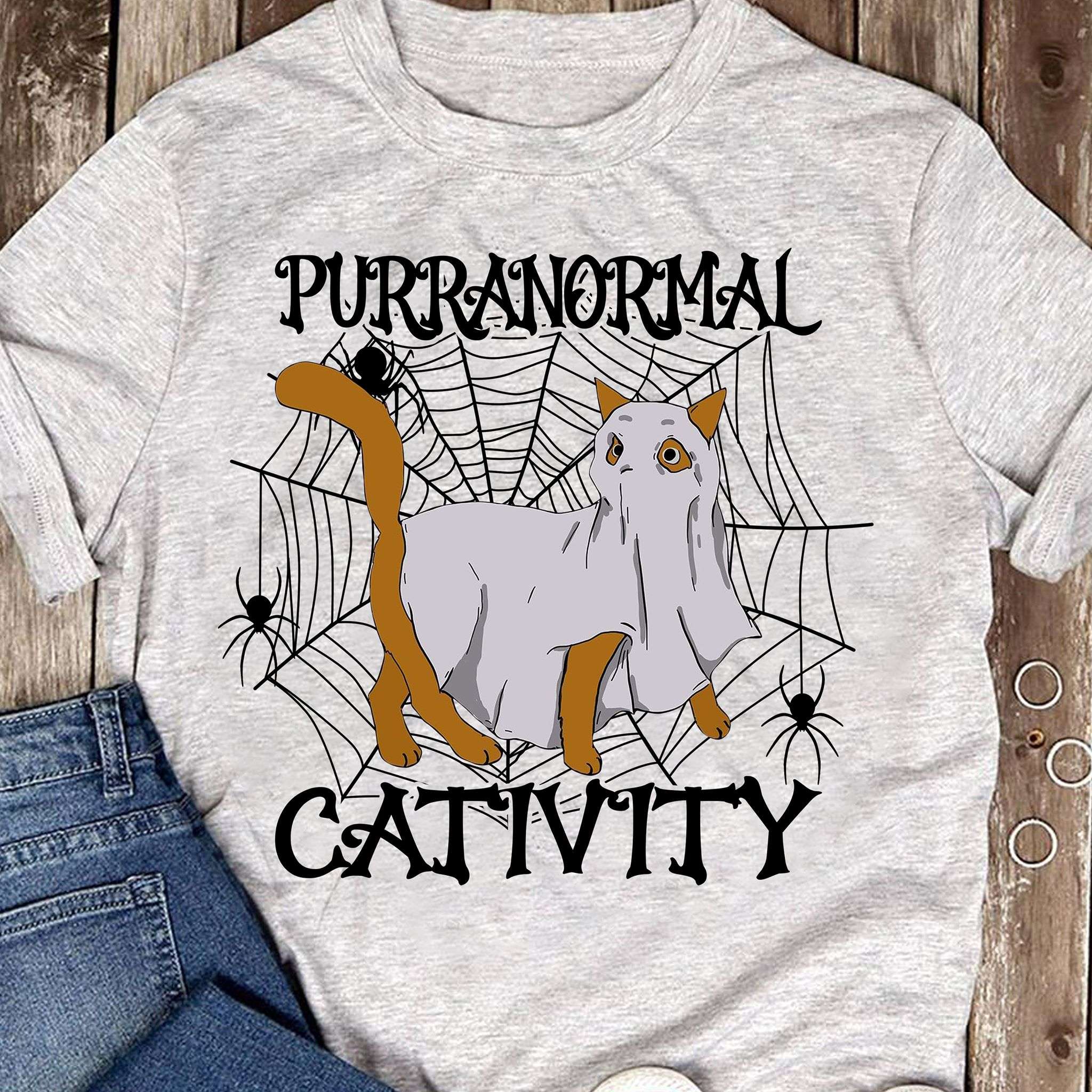 Purranormal cativity - Halloween cat costume, White boo costume cat