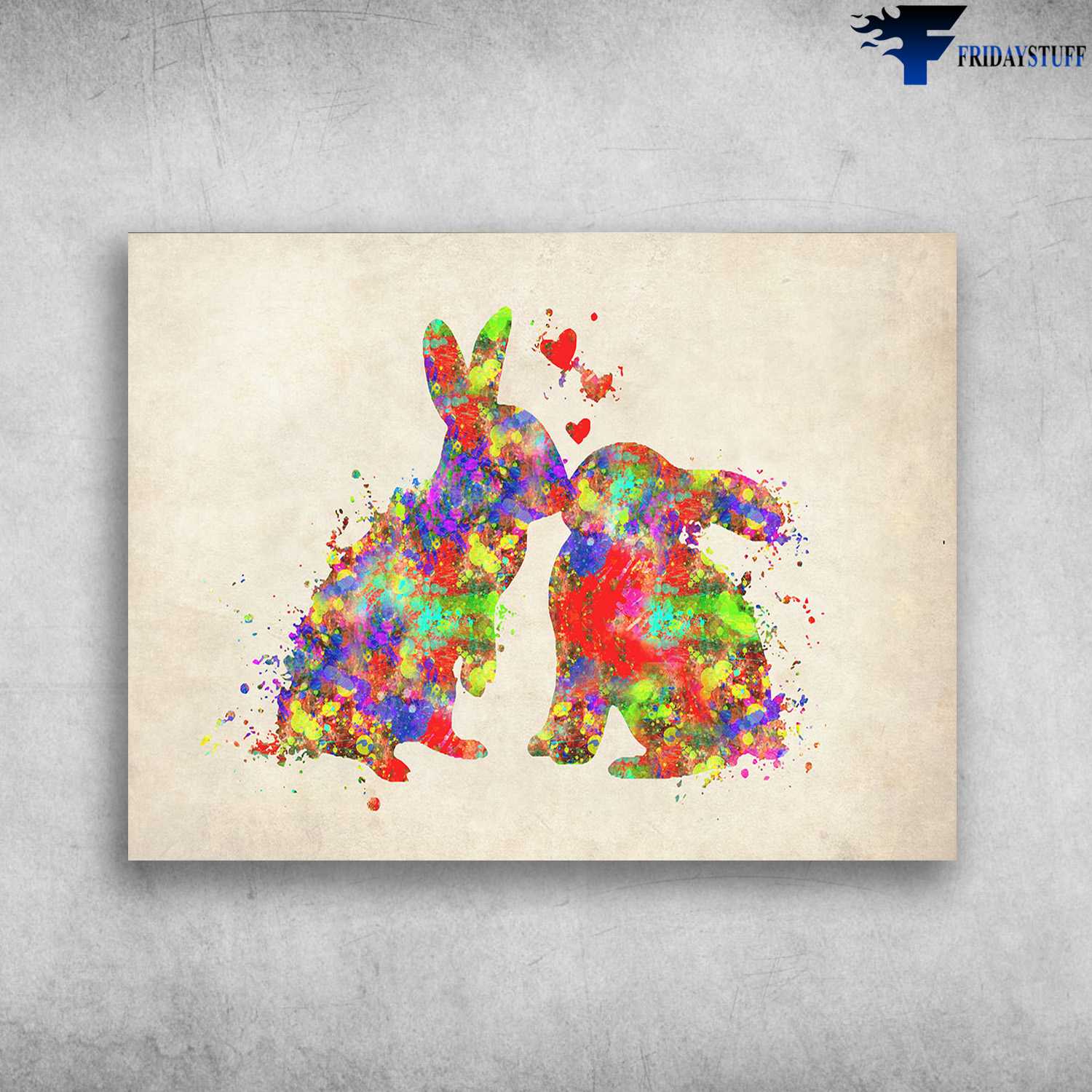 Rabbit Poster, Rabbit Art Painting, Bunny Lover, Colorful Rabbit