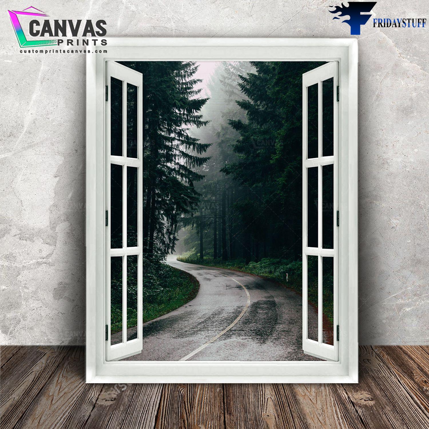 Raining In Forest, Window Poster, Wall Art Poster