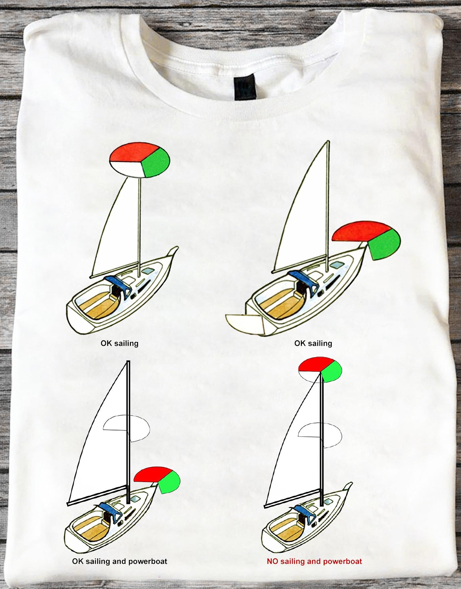 Sail graphic T-shirt - Sailing and powerboat, gift for sailing lover