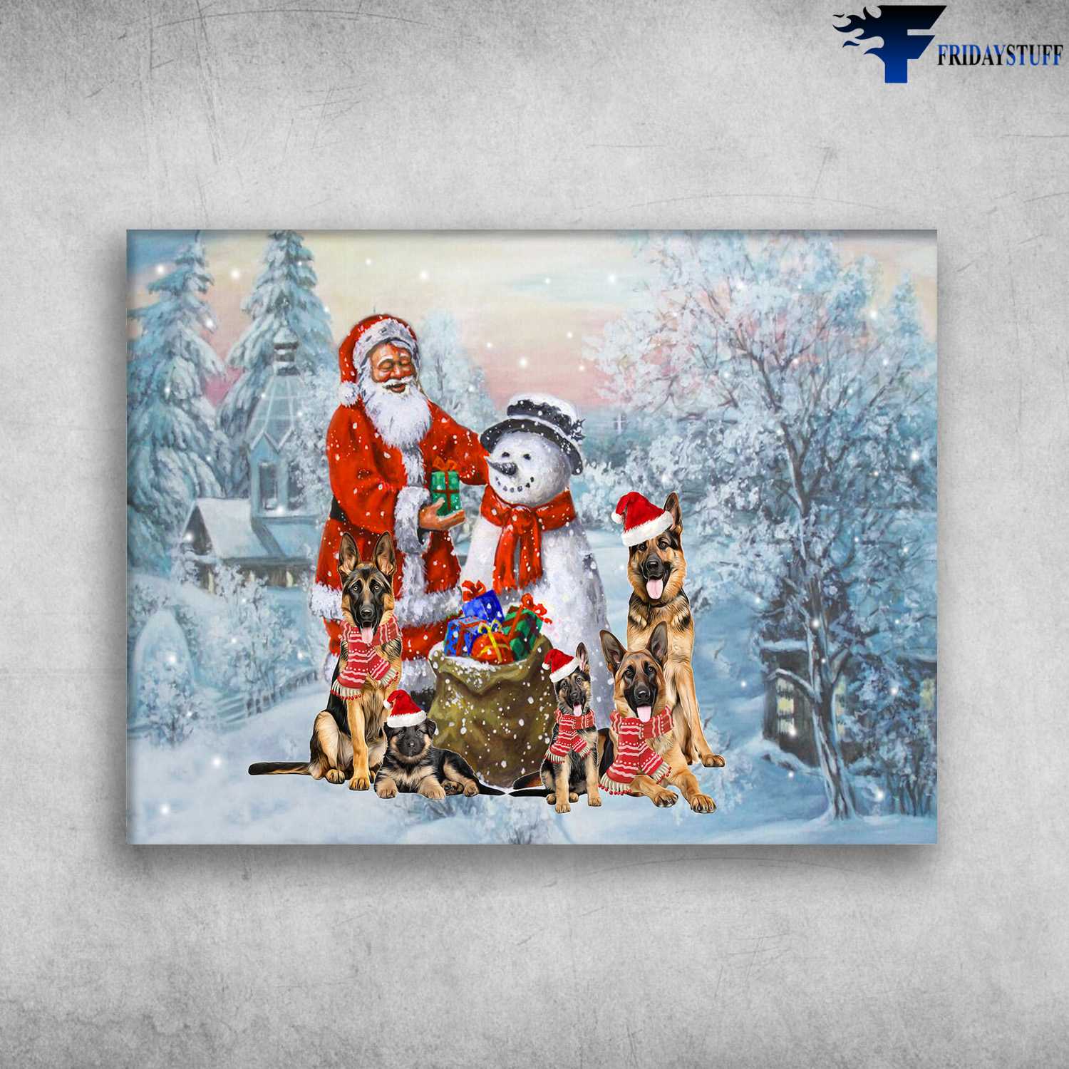 Santa Claus, Christmas Poster, German Shepherd, Dog Lover