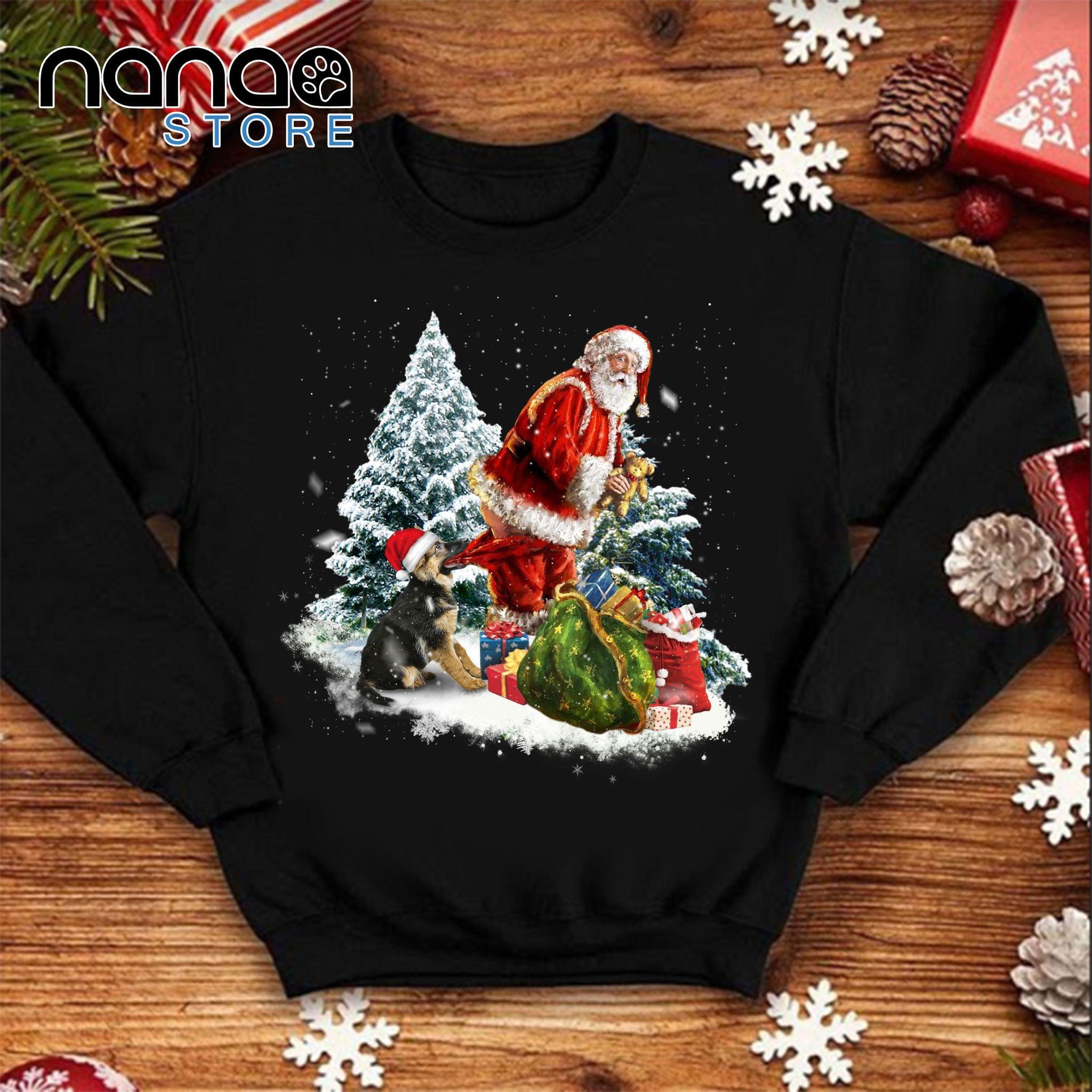 Santa Claus and puppy - Christmas day ugly sweater, Merry Christmas T-shirt