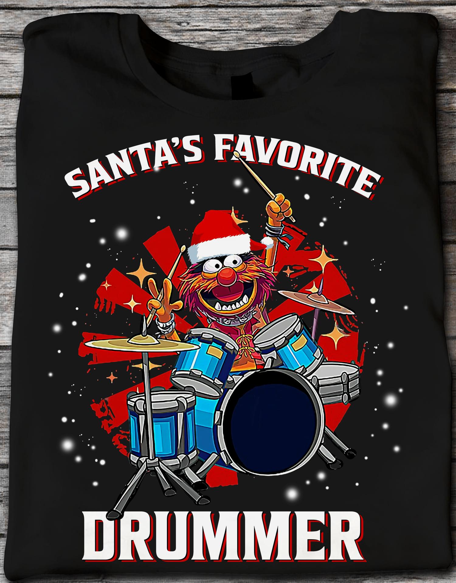 Santa's favorite drummer - Christmas gift for drummer, Xmas day ugly sweater