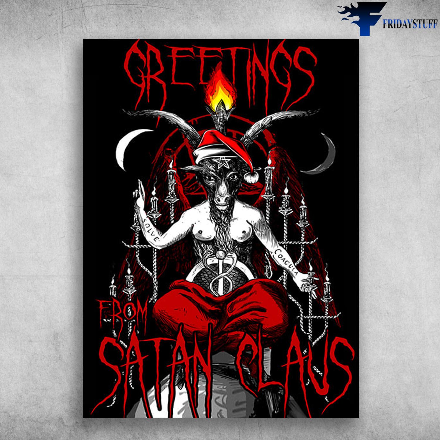 Satan Poster, Christmas Poster, Greetings From Satan Claus, Santa Claus