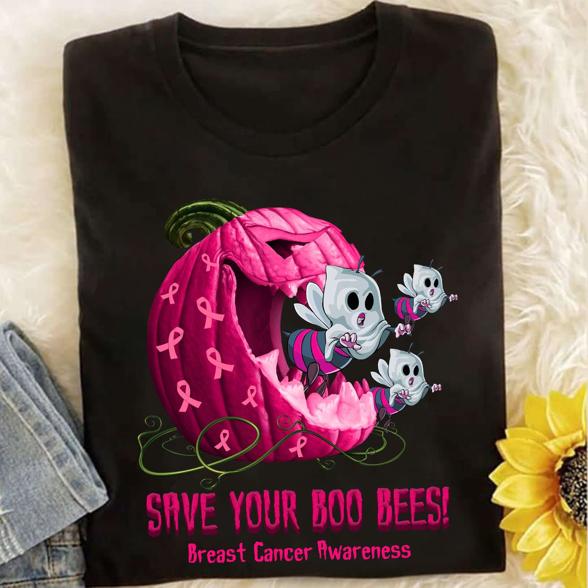 Save your boo bees - Breast cancer awareness, Pink devil pumpkin