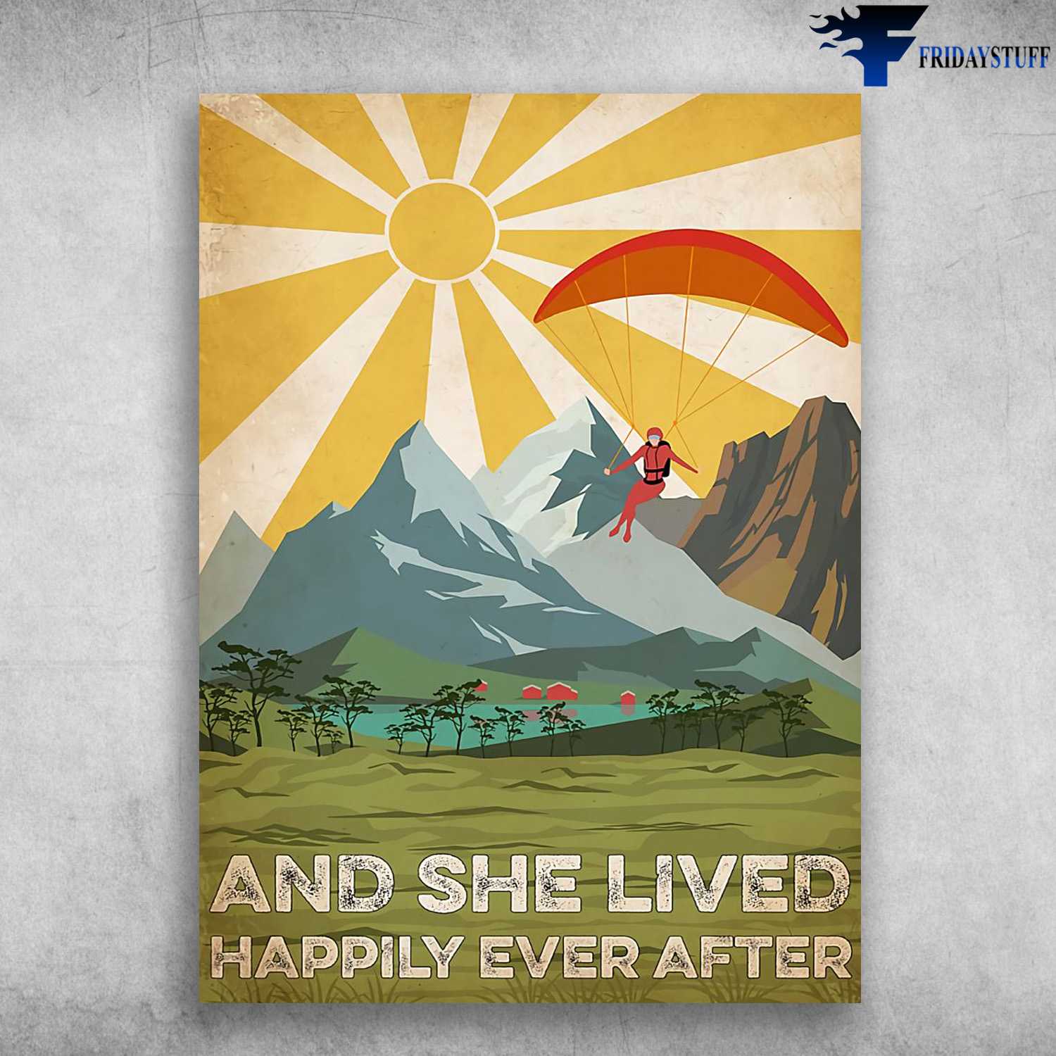 Skydiving Poster, Skydiving Lover, And She Lived, Happily Ever After