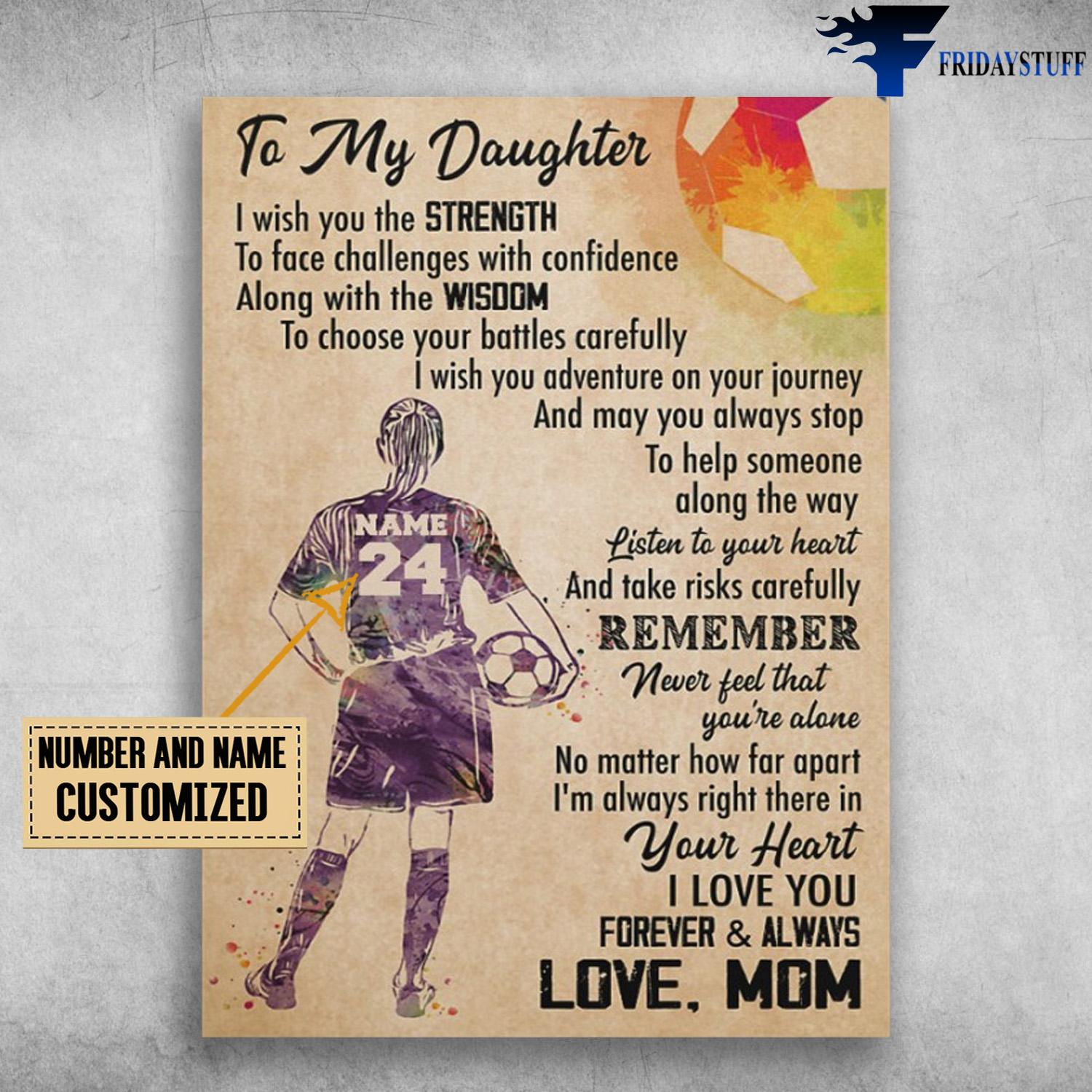 Soccer Daughter, Mom And Daughter, To My Daughter, I Wish You The Strength, To Face Challenges With Confidence, A Long With The Wisdom, To Choose Your Battles Carefully