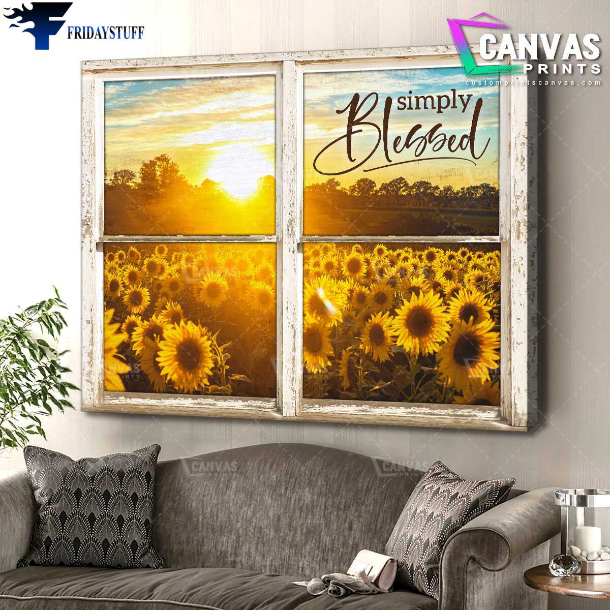 Sunflower Poster, Simply Blessed, Window Poster