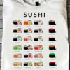 Sushi lover T-shirt - Unagi gunkan, Yin yang lite, unagi maki, tekka gunkan