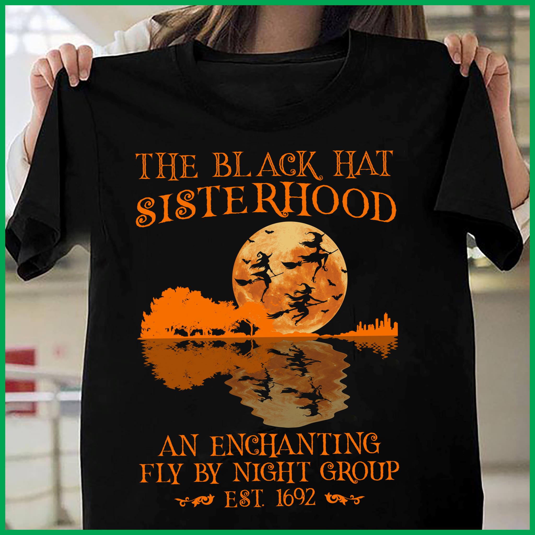 The black hat sisterhood an enchanting fly by night group - Witch night flying, Halloween flying witch