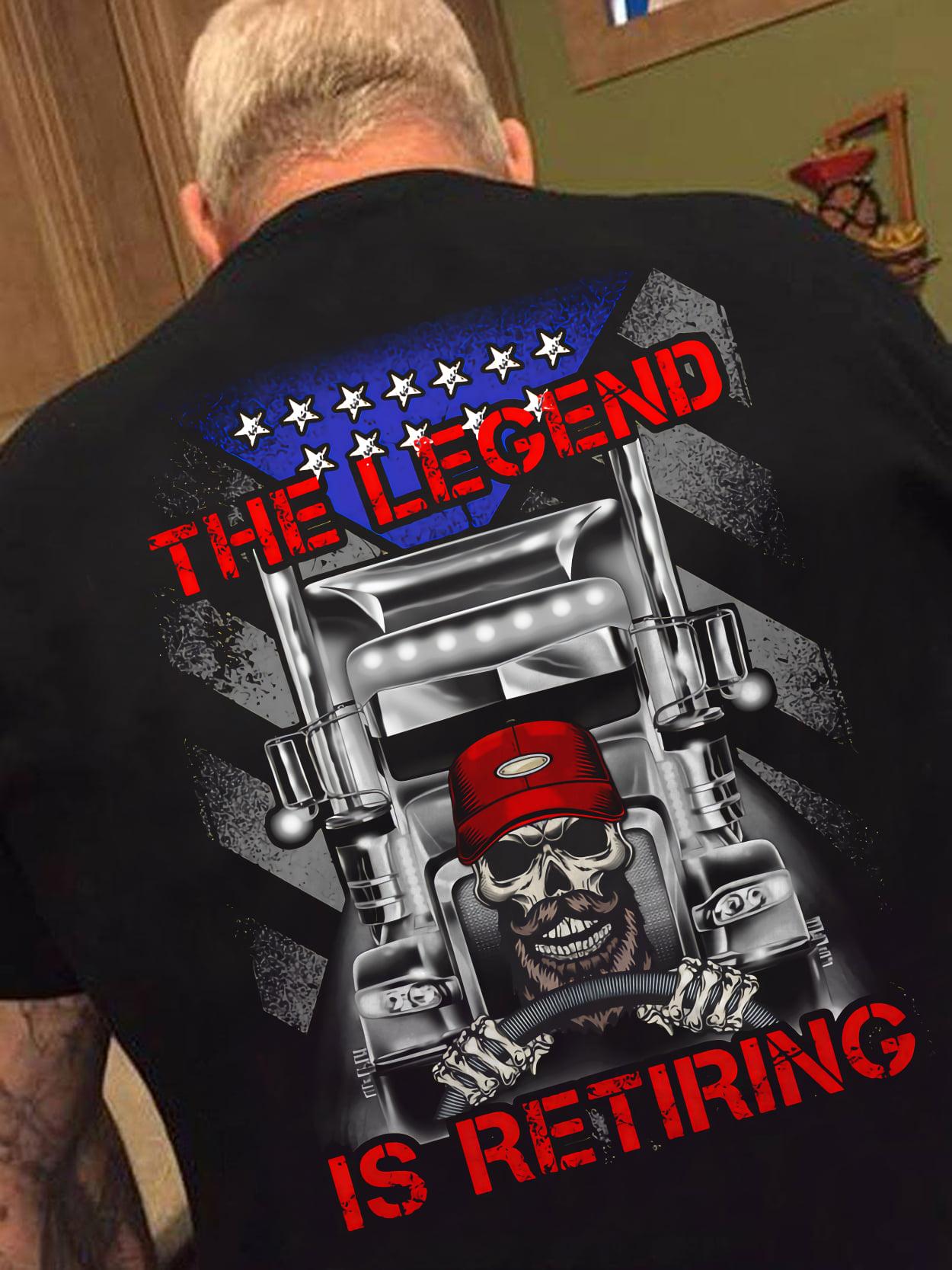 The legend is retiring - Retired trucker, skull riding truck