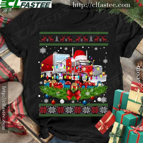 Truck Christmas decoration - Christmas day ugly sweater, gift for truck driver
