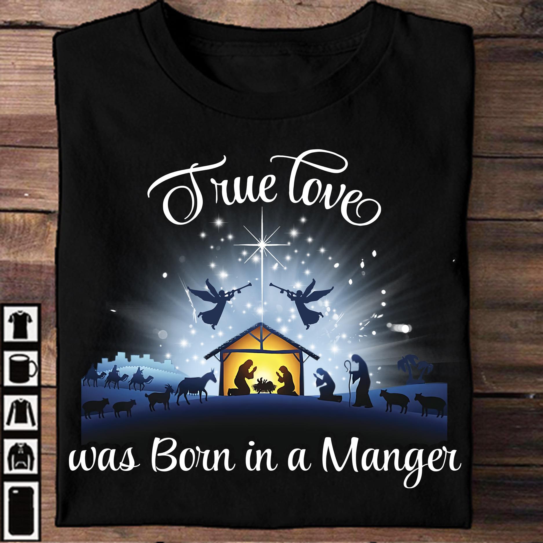True love was born in a manger - Christmas day ugly sweater, Jesus date of birth