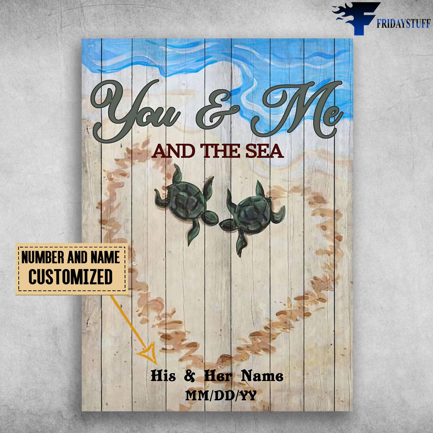 Turtle Couple, You And Me, And The Sea, Beach Poster