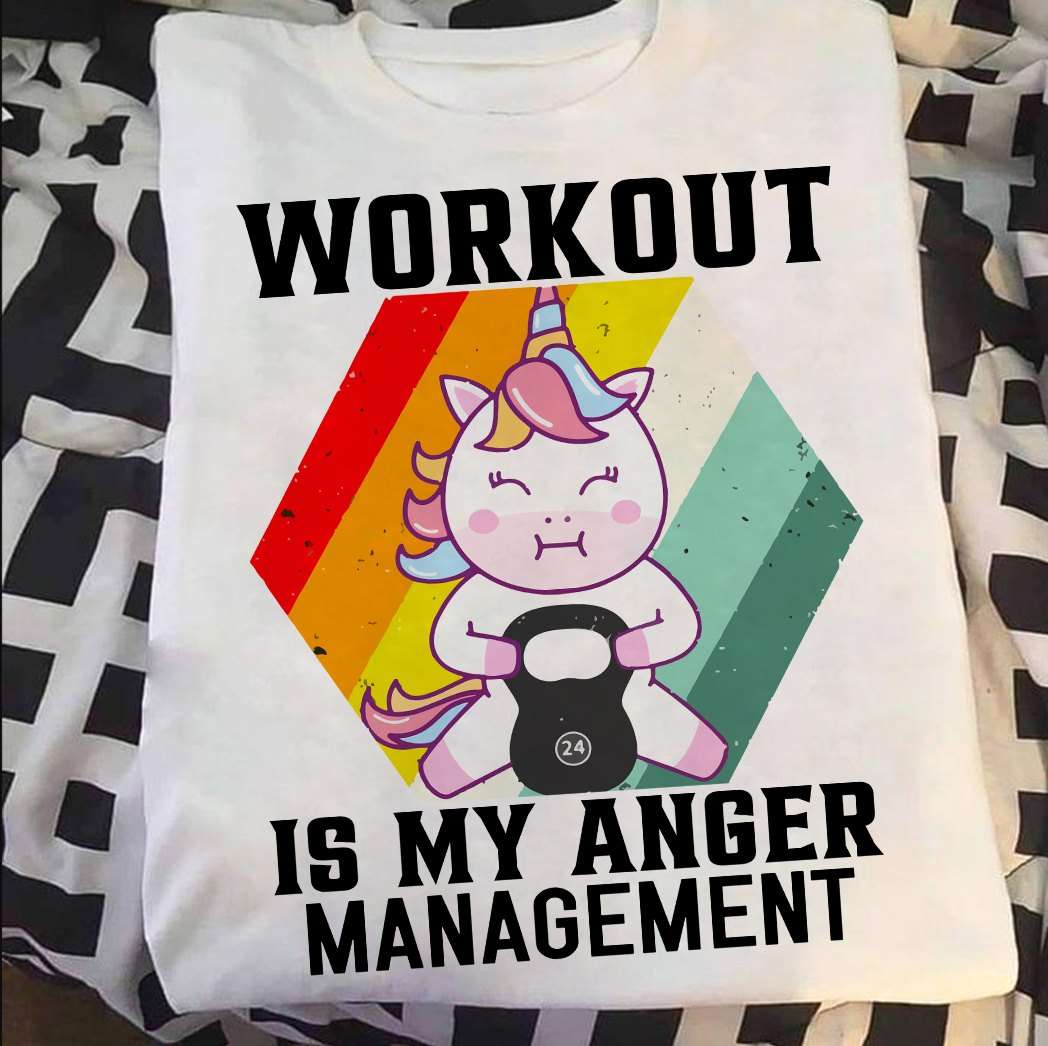 Workout is my anger management - Unicorn working out, lifting heavy iron