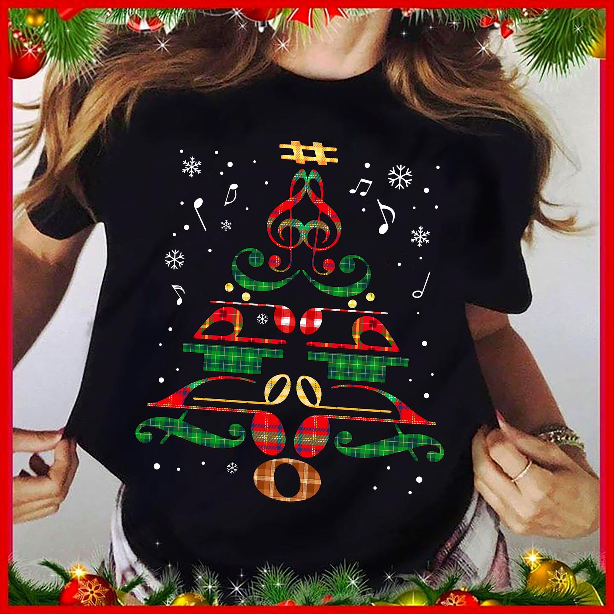 Music Notes Tree Music Lover Shirt Funny Musical Christmas