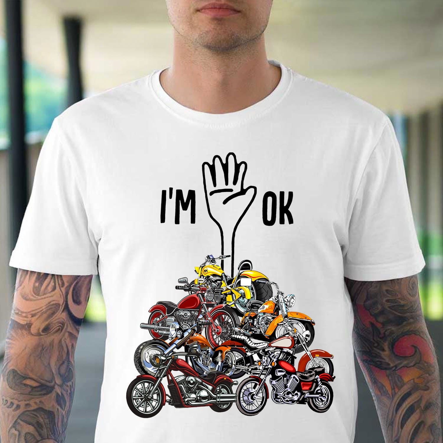 Motorcycle Hand Motorcycle Tee - I'm OK