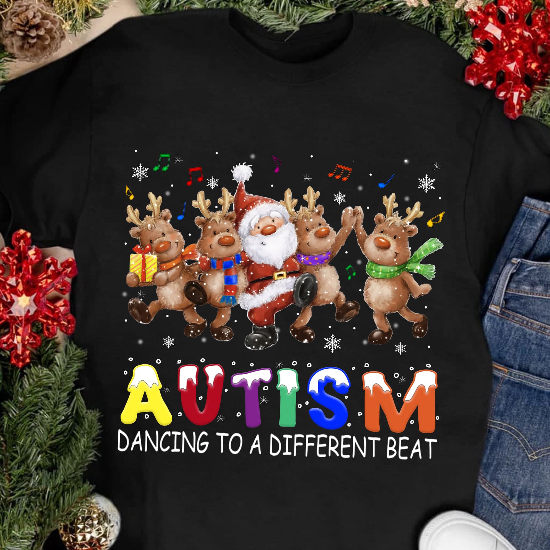 Funny Santa Claus And Reindeer Dancing - Autism DAncing to a different beat