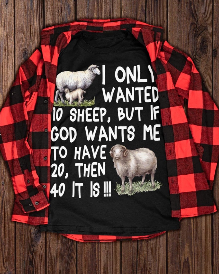 Sheep Graphic T-shirt - I only wanted 10 sheep but if god wants me to have 20 then 40 it is