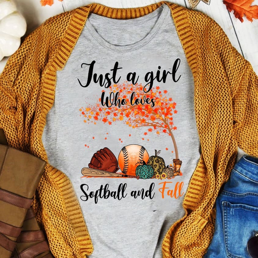 Softball Fall Season Thanksgiving Gift - Just a girl who loves softball and fall