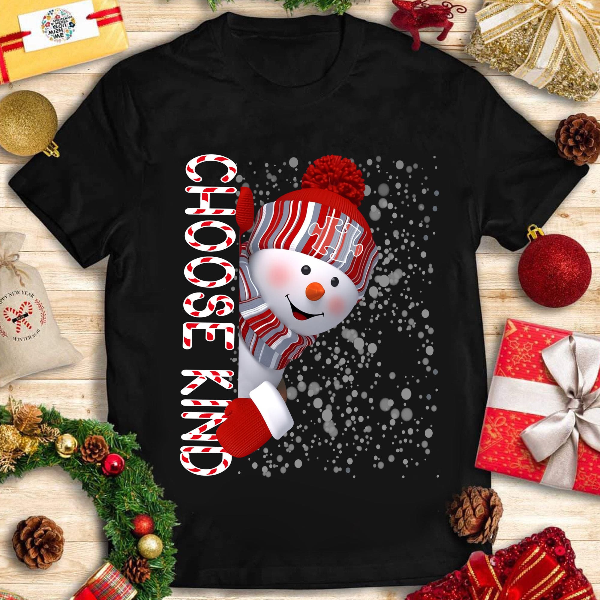 Snowman Autism Awareness Merry Christmas - Choose Kind