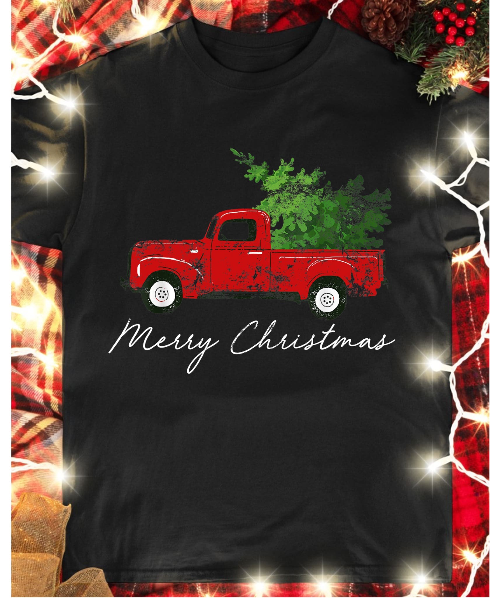 Tractor Pine Tree Christmas Day Gift - Merry Christmas