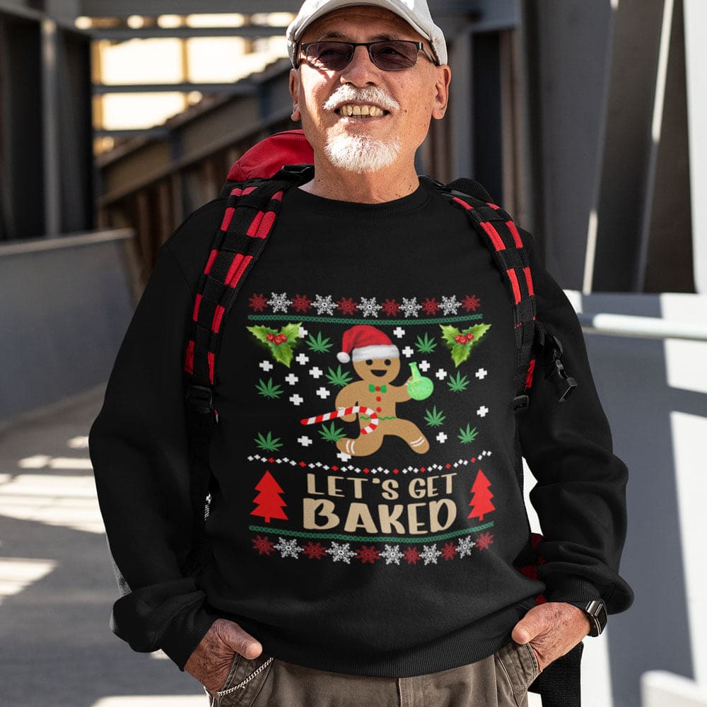 Funny Fingerprint Gingerbread Man Ugly Christmas Sweater - Let's get baked