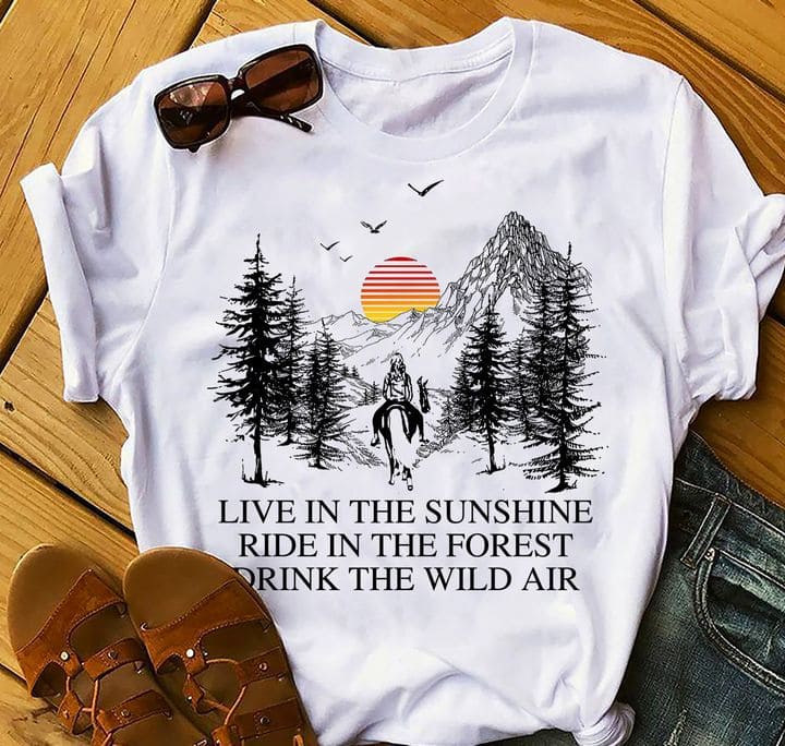 Girl Riding Horse Mountain Sunset - Live in the sunshine ride in the forest drink the wild air