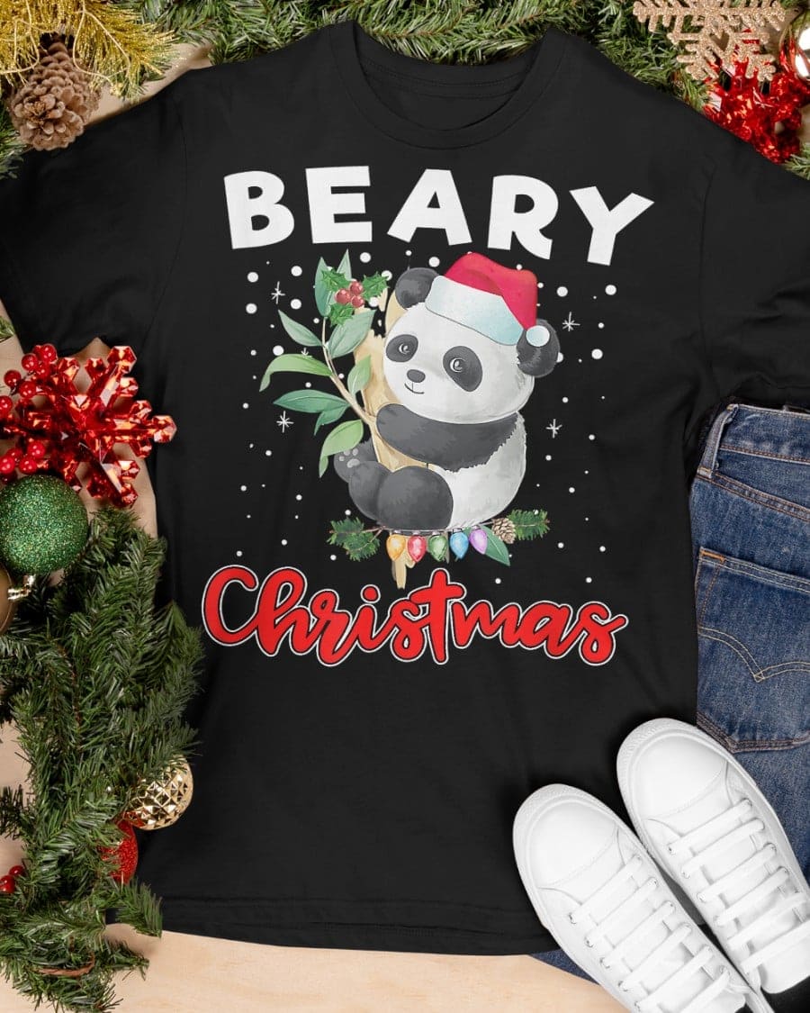 Cute Santa Panda Merry Christmas - Beary Christmas