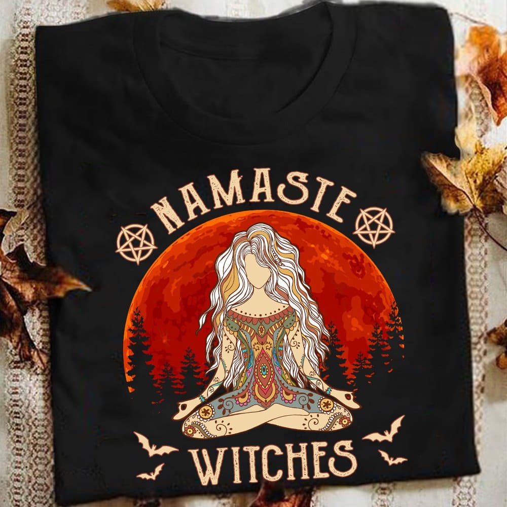 Namaste Witches - Yoga Girl Full Moon Halloween Yoga Shirt